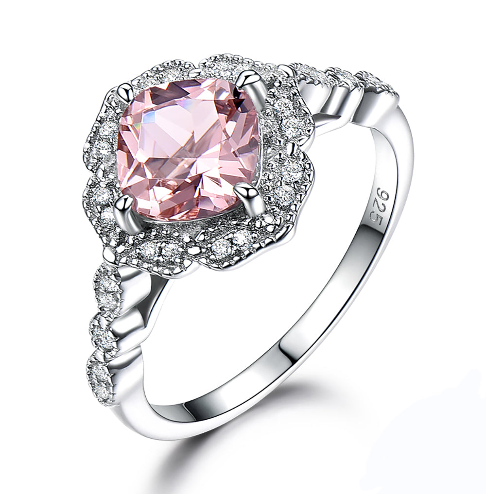 Created Pink Morganite Engagement Ring Sterling Silver Womens Ginger Lyne - 9