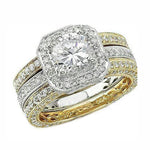 Load image into Gallery viewer, Marissa Bridal Set 3pc Two Tone Plated Engagement Ring Women Ginger Lyne - 12
