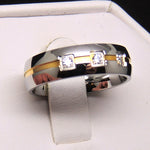 Load image into Gallery viewer, Thomas Wedding Ring Band Gold Stainless Steel Men Women CZ Ginger Lyne Collection - 10
