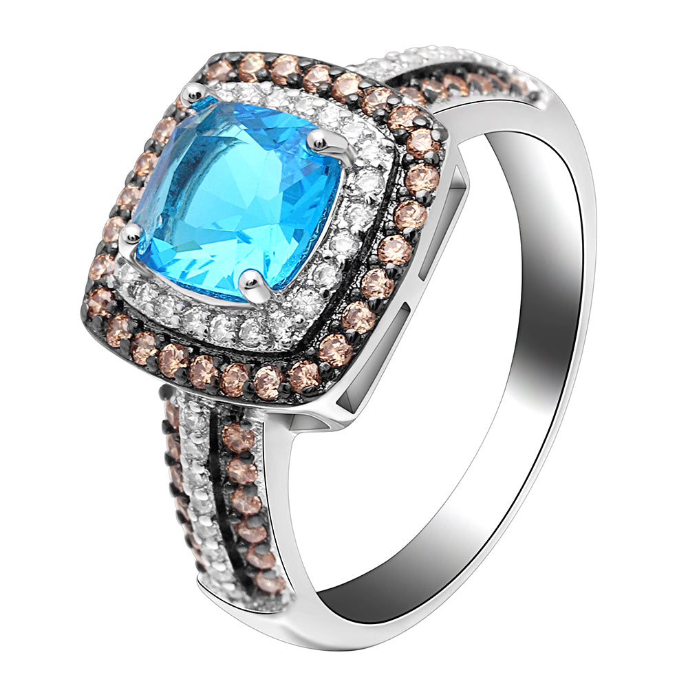 Coco Halo Engagement Ring Women Chocolate Blue Cz Ginger Lyne - 6