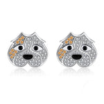 Load image into Gallery viewer, Pit Bull Dog Stud Earrings Sterling Silver Cubic Zirconia Womens Ginger Lyne - 2D Earrings
