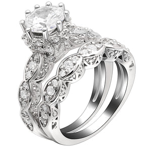 Nickie Bridal Set Engagement Ring Wedding Band Cz Womens Ginger Lyne Collection - 6