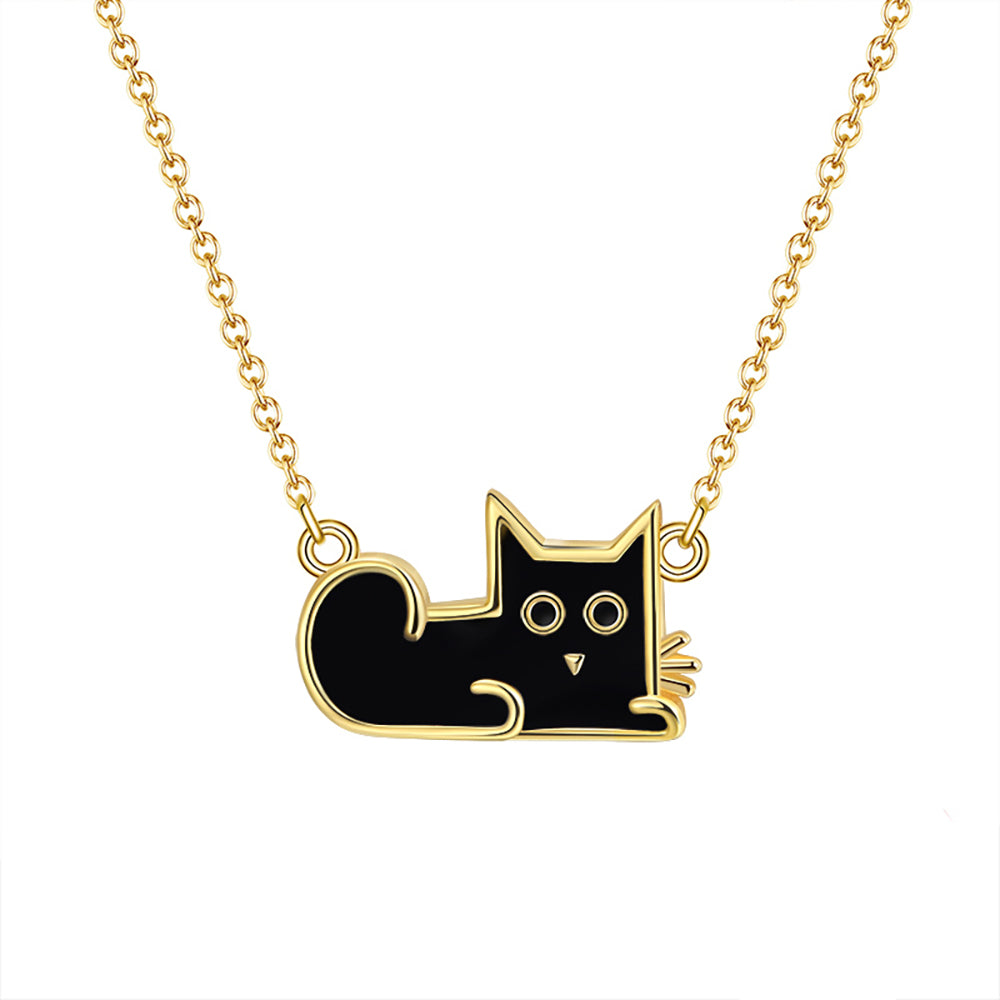 Black Cat Earrings Necklace or Set Gold Sterling Silver Girls Ginger Lyne - Necklace Only
