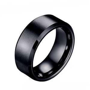 8mm Wedding Band Ring Womens Mens Black Stainless Steel Ginger Lyne - Black,8