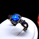 Load image into Gallery viewer, Sloane Statement Ring Womens Blue Black Plated Fire Opal Ginger Lyne - Blue,8
