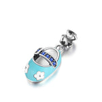 Load image into Gallery viewer, Baby Shoe Charm European Bead CZ Sterling Silver Ginger Lyne Collection - Blue
