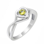 Load image into Gallery viewer, Christine Promise Ring Heart Engagement Women Silver Cz Ginger Lyne - November Yellow,6
