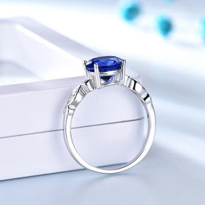 Created Blue Sapphire Engagement Ring for Women Sterling Silver Ginger Lyne Collection - 10