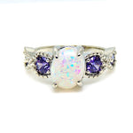 Load image into Gallery viewer, Tatum Statement Ring Oval Shape Fire Opal Purple Cz Womens Ginger Lyne - 8
