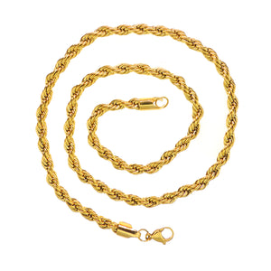 Gold Twisted Rope Chain Necklace Hip Hop Men Women Ginger Lyne Collection - 18 Inch Gold