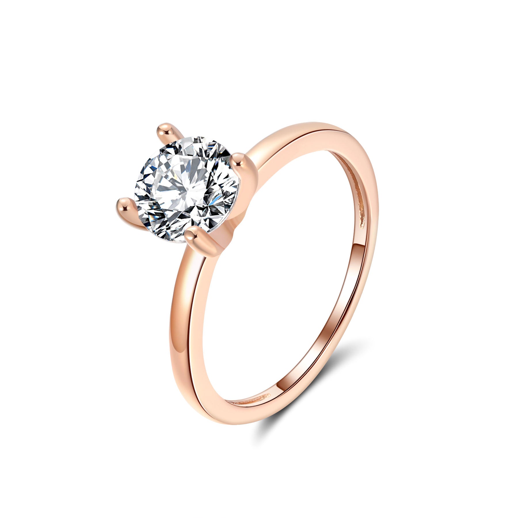 Envy Solitaire 1.25Ct Engagement Ring Sterling Silver Women Ginger Lyne - Rose Gold,10
