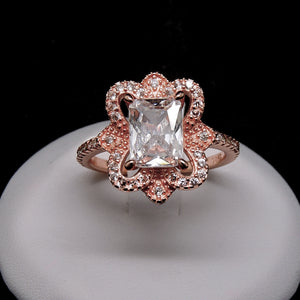 Kelsey Engagement Ring Sterling Silver Emerald Cz Womens Ginger Lyne - Rose Gold,6