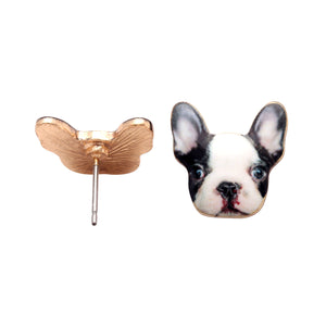 French Bulldog Boston Terrier Stud Earrings Enamel Colorful From the Ginger Lyne Collection - Style 5