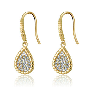 Teardrop Dangle Hook Earrings Cz Gold Sterling Silver Womens Ginger Lyne - Yellow Gold