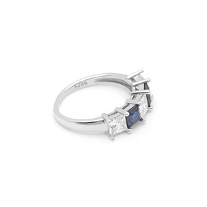 Katie Anniversary Band Ring Sterling Silver Blue CZ Womens Ginger Lyne - 10