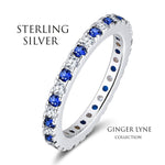 Load image into Gallery viewer, Blue Cz Eternity Band Wedding Ring Sterling Silver Womens Ginger Lyne - 6
