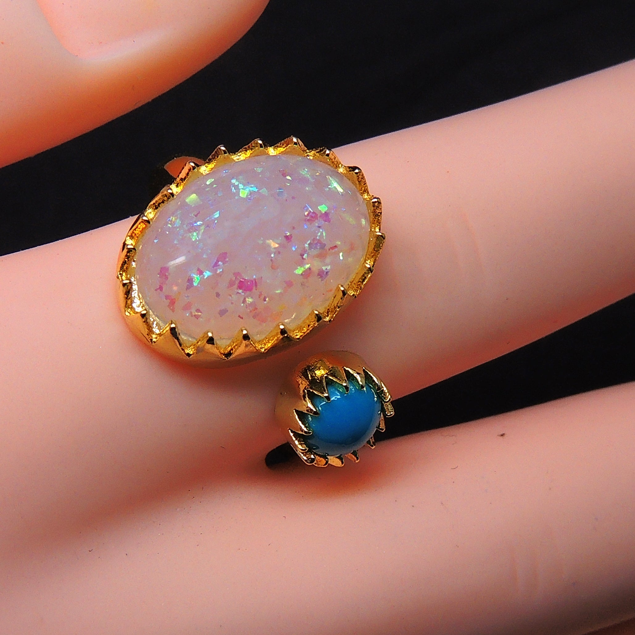 Bexley Simulated Oval Fire Opal Turquoise Ring Womens Ginger Lyne - 7
