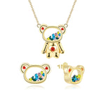Load image into Gallery viewer, Floating CZ Bear Necklace Earrings Set Gold Over Sterling Silver Girls Ginger Lyne - Set
