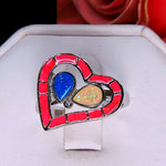 Load image into Gallery viewer, Heart Statement Ring Created Opal Multi Colored Ring Women Ginger Lyne - 10

