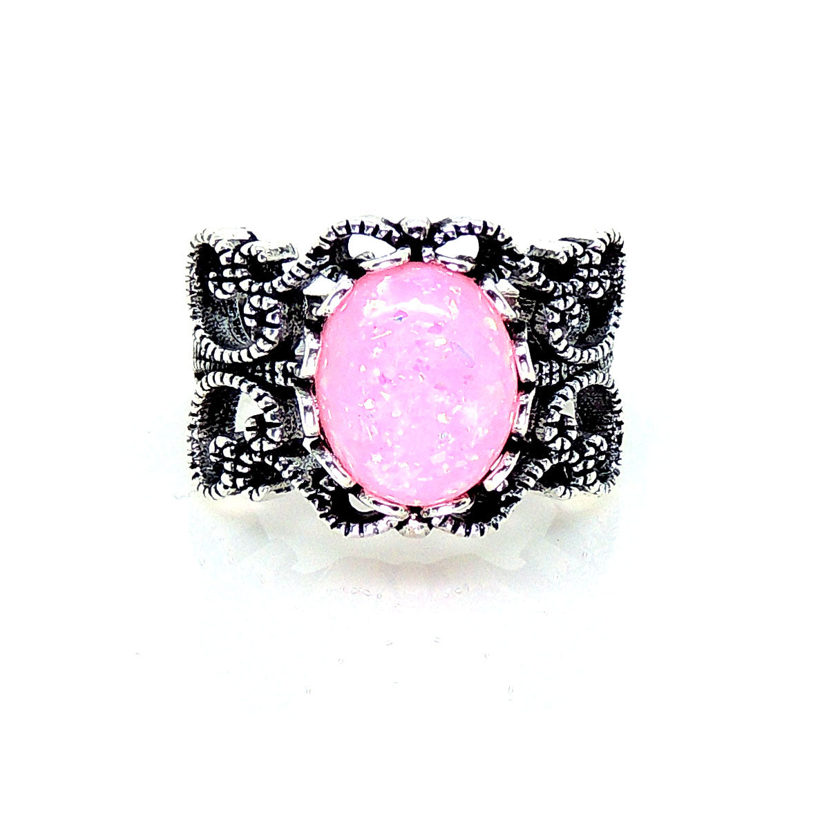 Filigree Pink Fire Opal Statement Ring Women Ginger Lyne Collection - Pink,6