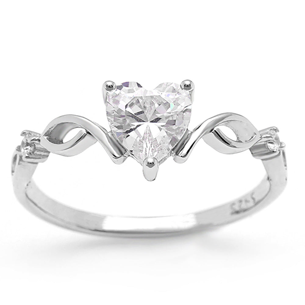 Allie Engagement Ring Clear Cz Heart Sterling Silver Women Ginger Lyne - Silver,10