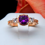Load image into Gallery viewer, Alexandra Birthstone Ring Rose Gold Sterling Silver Purple Cz Womens - Purple,10
