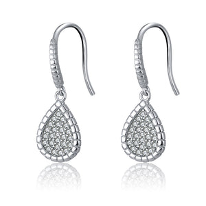 Teardrop Dangle Hook Earrings Cz Sterling Silver Womens by Ginger Lyne - Silver