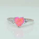Load image into Gallery viewer, Shelly Engagement Promise Ring Heart Pink Opal Silver Women Ginger Lyne - 10
