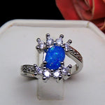 Load image into Gallery viewer, Montana Statement Ring Oval Shape Blue Fire Opal Cz Women Ginger Lyne - 10
