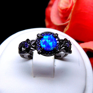 Sloane Statement Ring Womens Blue Black Plated Fire Opal Ginger Lyne - Blue,8