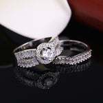 Load image into Gallery viewer, Angelina Bridal Set Cubic Zirconia Engagement Ring Band Womens Ginger Lyne - 10
