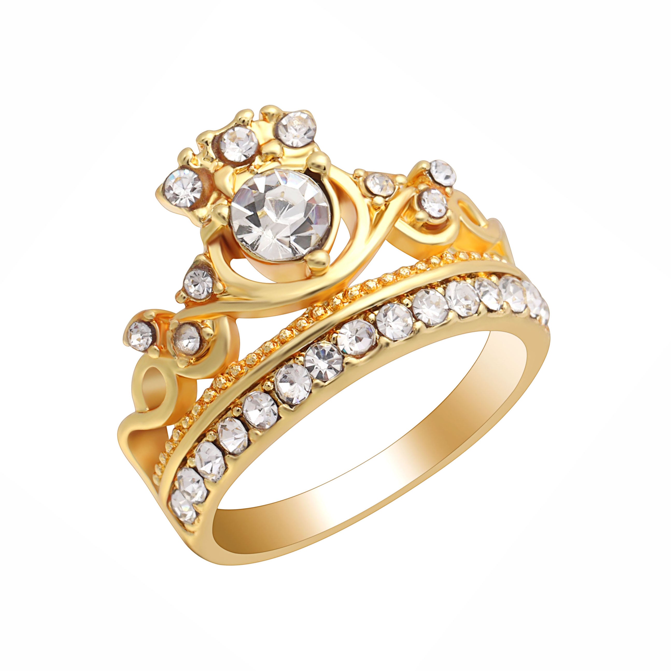 Leonor Crown Crystal Engagement Bridal Ring Womens Ginger Lyne Collection - 8