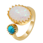 Load image into Gallery viewer, Bexley Simulated Oval Fire Opal Turquoise Ring Womens Ginger Lyne - 8
