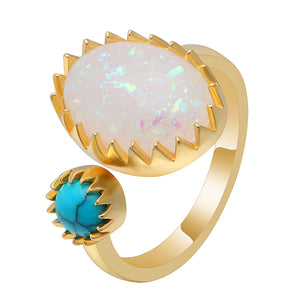 Bexley Simulated Oval Fire Opal Turquoise Ring Womens Ginger Lyne - 8