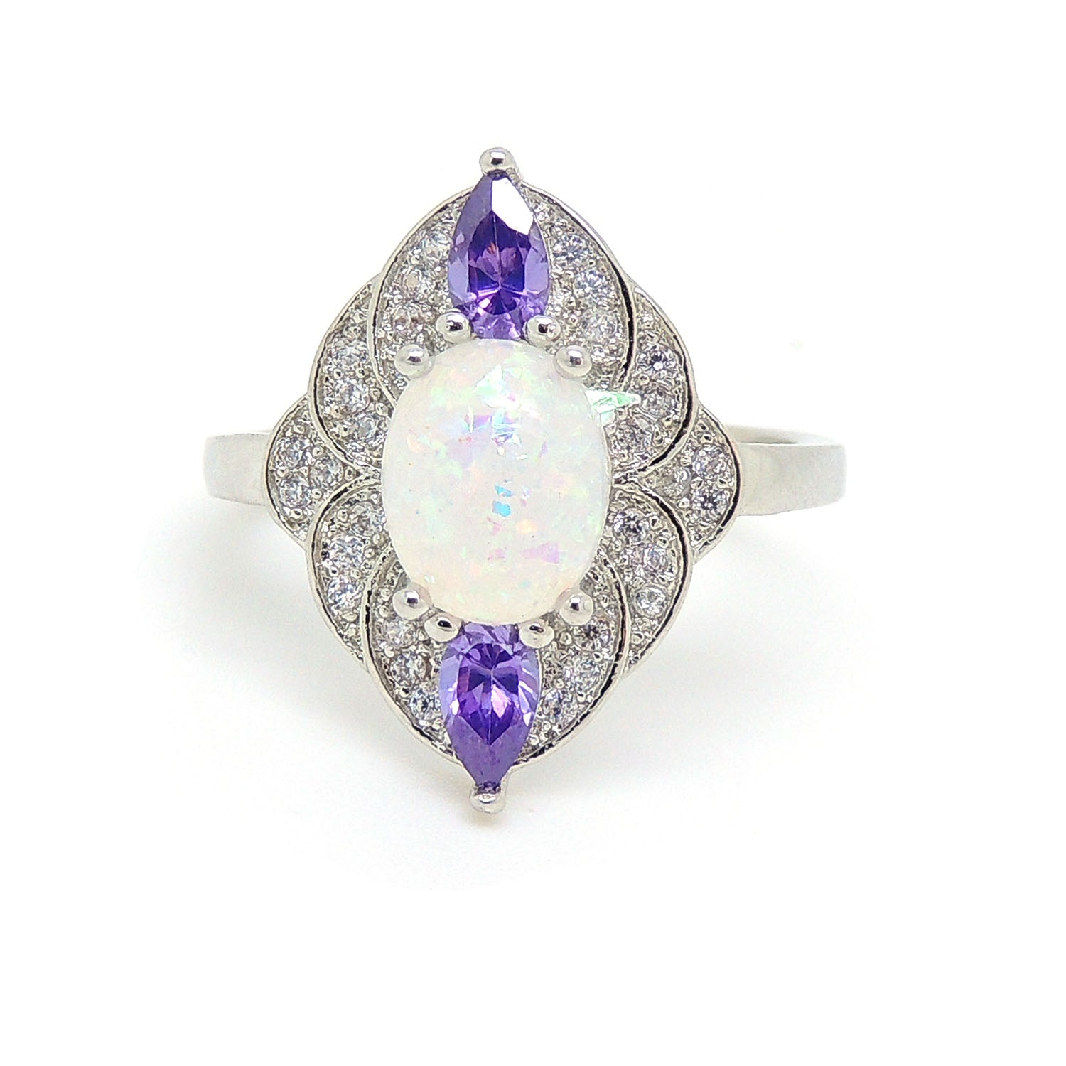 Quin Created Fire Opal Purple Cz Ring Women Ginger Lyne Collection - 12