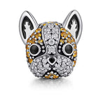 Load image into Gallery viewer, Boston Terrier Frenchie Dog Charm European Bead CZ Sterling Silver Ginger Lyne - Brown
