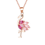 Load image into Gallery viewer, Pink Flamingo Bird Necklace Cz Rose Sterling Silver Girls Ginger Lyne - Necklace
