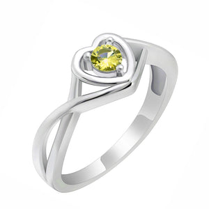 Christine Promise Ring Heart Engagement Women Silver Cz Ginger Lyne - November Yellow,5