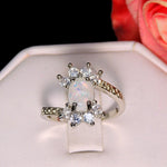 Load image into Gallery viewer, Zaire Statement Ring Created Fire Opal Clear CZ Womens Ginger Lyne - 10
