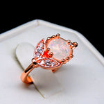 Load image into Gallery viewer, Sedona Statement Ring Created Fire Opal Leaf Design Womens Ginger Lyne - 10

