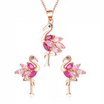 Load image into Gallery viewer, Pink Flamingo Bird Necklace Cz Rose Sterling Silver Girls Ginger Lyne Collection - Necklace
