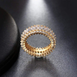 Eternity Wedding Band Ring Baguette Cz Gold Plated Womens Ginger Lyne - 6