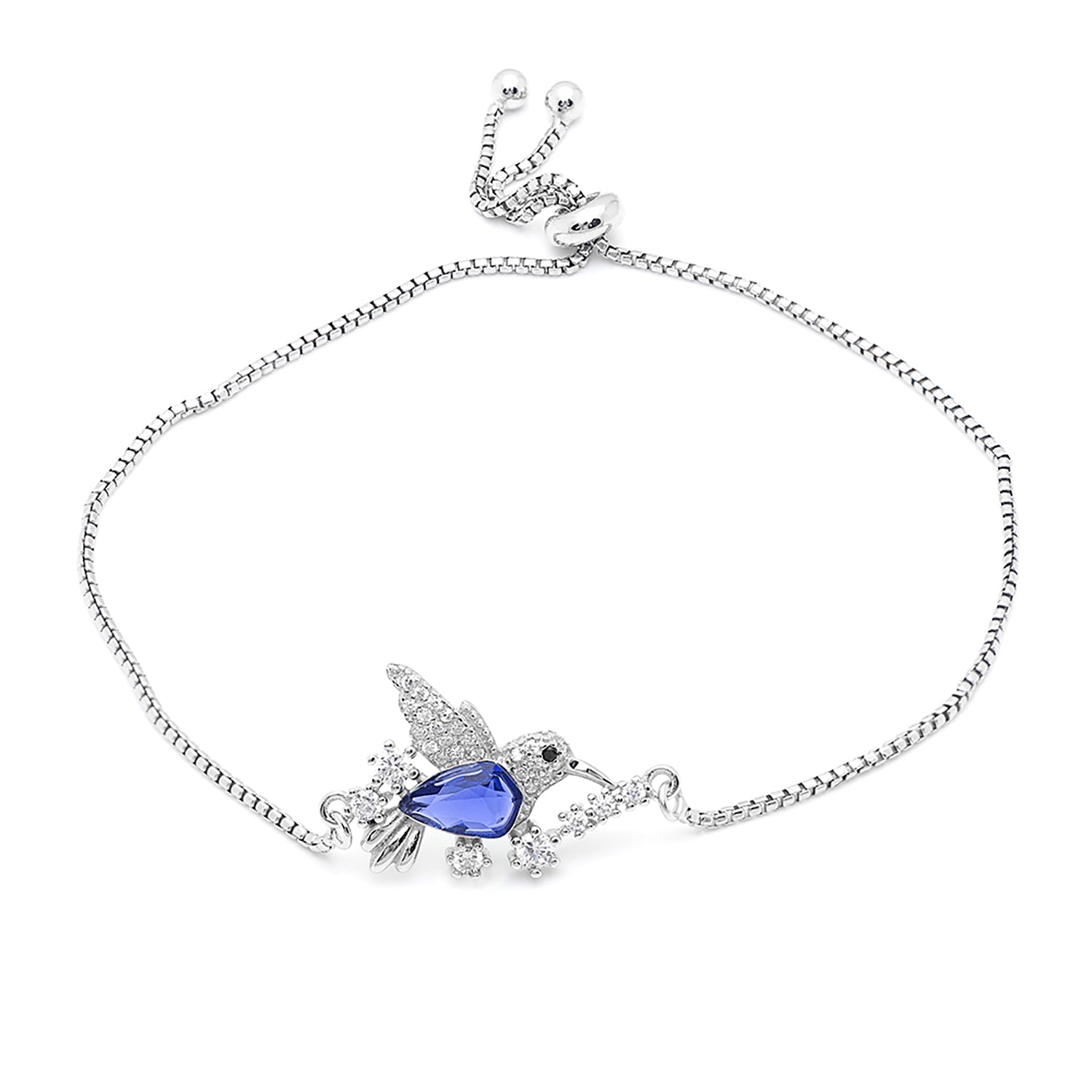 Hummingbird Bracelet Sterling Silver Cz Adjustable Womens Ginger Lyne - Bracelet