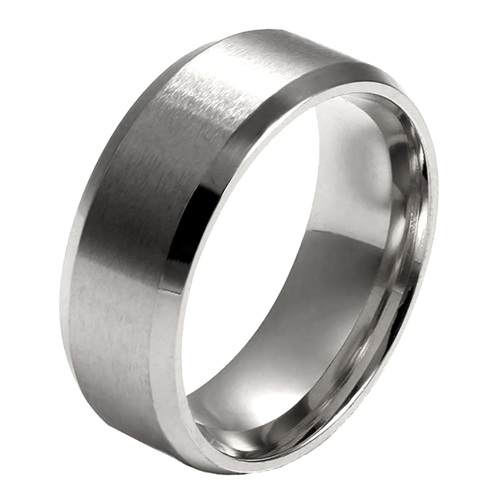 8mm Wedding Band Ring Womens Mens Silver Stainless Steel Ginger Lyne - Silver,10
