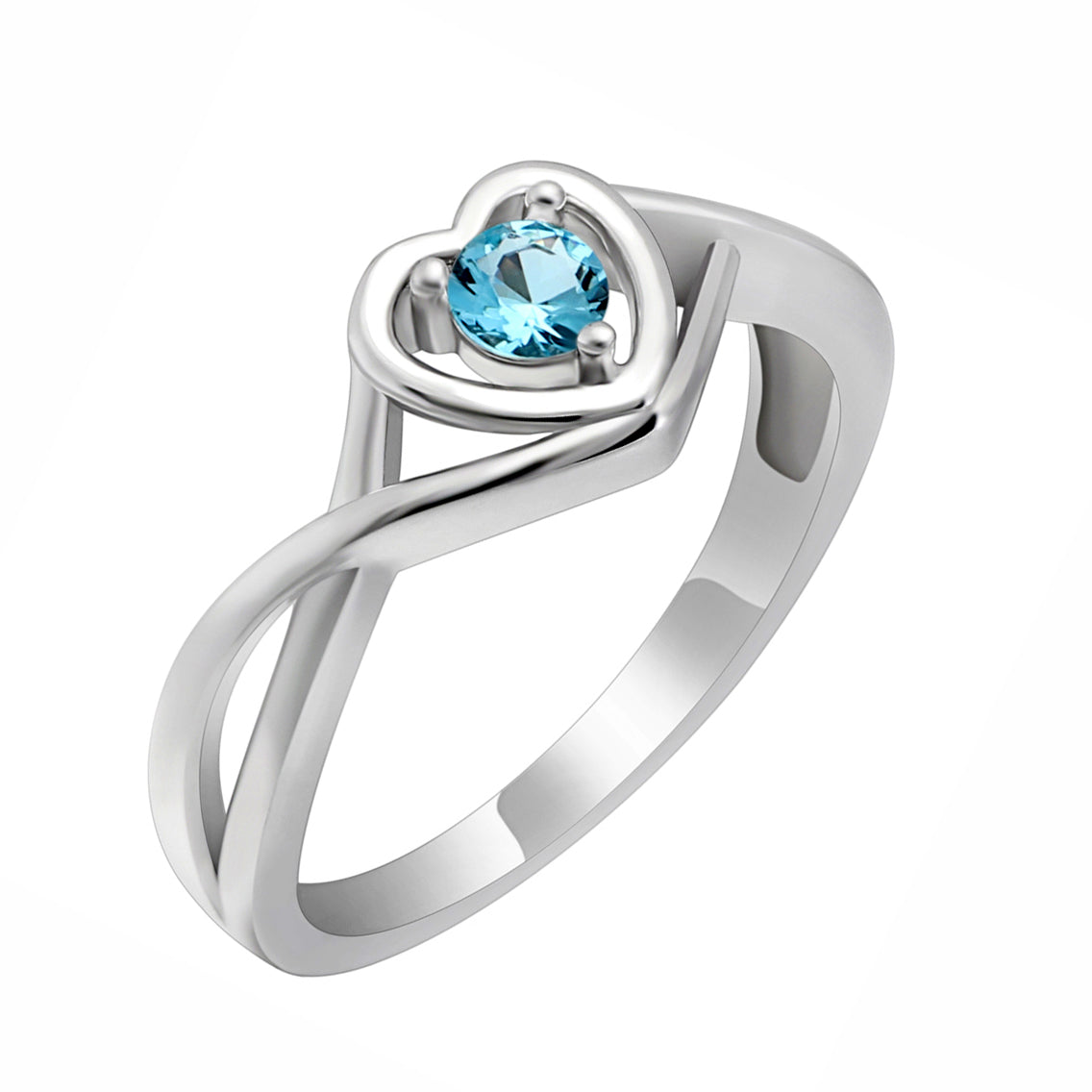 Christine Promise Ring Heart Engagement Women Silver Cz Ginger Lyne - March Light Blue,4