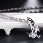 Load image into Gallery viewer, Dolphins Pendant Wave Chain Necklace Women Cubic Zirconia Ginger Lyne - White Gold Plated
