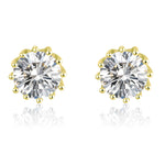 Load image into Gallery viewer, Crown Stud Earrings 8mm Round Cz Sterling Silver Womens by Ginger Lyne - Yellow Gold
