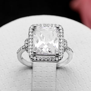 Dorian Engagement Ring Halo Emerald Sterling Silver Women Ginger Lyne - 10