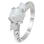 Load image into Gallery viewer, Fleur Statement Ring 3 Stone Fire Opal Engagement Womens Ginger Lyne - 9
