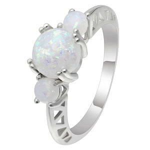 Fleur Statement Ring 3 Stone Fire Opal Engagement Womens Ginger Lyne Collection - 9